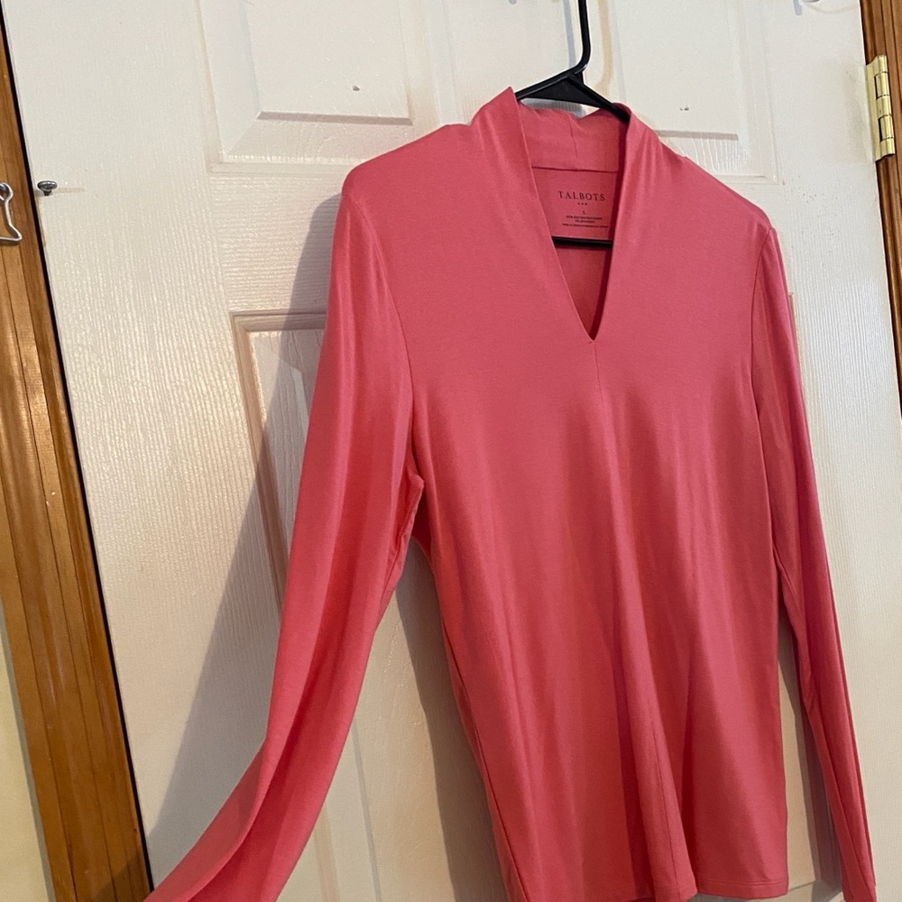 Talbots Pink V-Neck Blouse - Picture 3 of 5